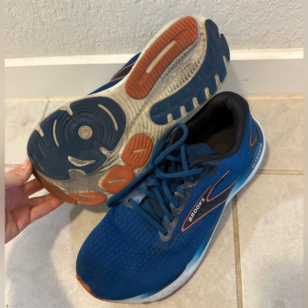 Men's Brooks Glycerin GTS 21, Blue Opal/Black/Nasturtium, 11.5 D Medium